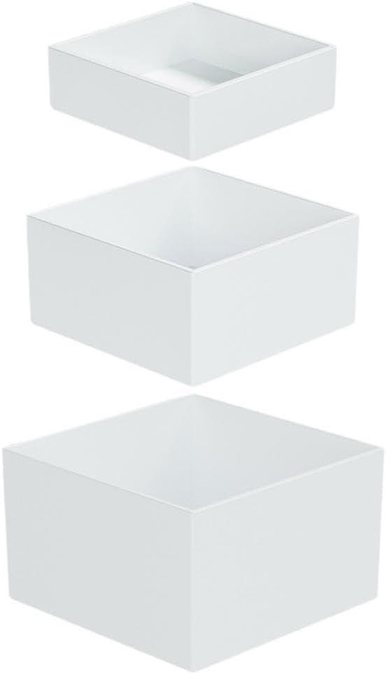 Qianly 3X Acrylic Boxes for Display Containers White with Hollow Bottom Cube Risers Storage Boxes for Cake Collection Action Figures , 3 4 5 inches