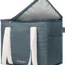 Nook Theory Reusable Insulated Grocery Bag - Leak Proof, X Large Insulated Cooler Bag - Insulated Shopping Bags for Groceries - Travel Cooler Bag for Frozen and Hot Food with Zippered Top (Coast)