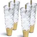 JEREVER Diamond Pattern Acrylic Furniture Legs Pack of 4 Replacement Sofa Cabinet Feet Modern Clear Home Decor (5.9inch)