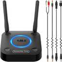 1Mii B06TX Bluetooth 5.0 Transmitter for TV to Wireless Headphone/Speaker, Bluetooth Adapter for TV w/Volume Control, AUX/RCA/Optical/Coaxial Audio Inputs, Plug n Play, aptX Low Latency & HD