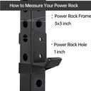 J Hooks for 3" x 3" Power Rack, Rubber Pad J-Hook for Power Cage, Bottom Reinforced Steel J Cups for Squat Rack
