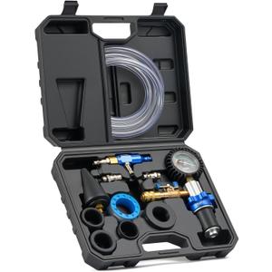 Orion Motor Tech Coolant Vacuum Refill Kit, 13pc Radiator Cooling System Tool Set with Conical Adapter 4 Round Adapters for Leak Detection Cooling Refill, Vacuum Coolant Fill Kit with Hose, Black