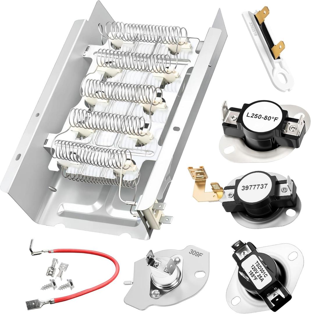 UPGRADE 279838 W10724237 Dryer Heating Element kit fit for Whirlpool Wed4815ew1 Maytag Centennial Dryer Parts Kenmore 70 80 Series Model 110 Amana NED4655EW1 8565582 3403585