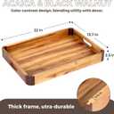 22 x 15.7 Inch Large Acacia Wood Serving Tray with Handles, Extra Spacious Decorative Wooden Tray with Dark Walnut-Tone Curved Corner Accents for Coffee Table, Ottoman & Kitchen Counter