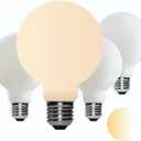 Liii&ARTMAN LED Light Bulb G25/G80 6W=60W, E26 Matt White Porcelain Dim-to-Warm 2000-2800K CRI 95 Excellent Color Accuracy 500LM (4-Pack)