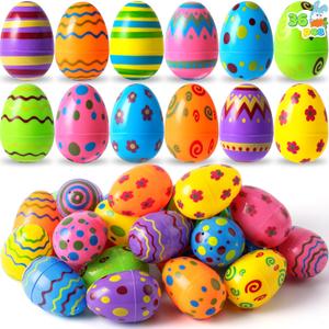 JOYIN Toy 36PCS Plastic printed Bright Easter Eggs, Over 3.15'' High for Easter Hunting, Basket Fillers, Class Price Supplies