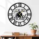 20inches/50cm Wall Clocks Roman Numeral Battery Powered No Ticking Silent Modern Unique Metal Wall ClocksSuitable Living Room Kitchen Bedroom Fireplace Office Farmhouse (Our Home)