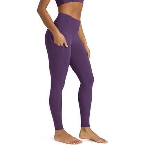 ODODOS Women's High Waisted Yoga Leggings with Pockets, Tummy Control Non See Through Workout Athletic Running Yoga Pants, S