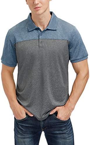 Men's Casual Short Sleeve Moisture Wicking Performance Golf Polo Contrast Color Patchwork Pique Shirts Tops,6XL