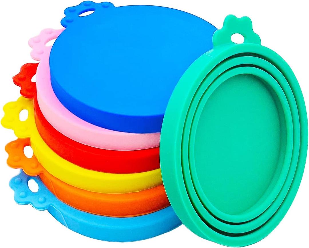 7 Pcs Pet Can Covers, Food Can Lids, Universal BPA Free Silicone Can Lids Covers
