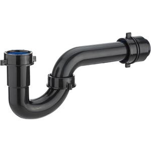 (1 Pack) Yariwiz Black P Trap 1 1/2 Inch for Bathroom Kitchen Sink Drain Pipe Tubular Kit with Black Threaded Adapter and Blue TPE Washer KSD-001B