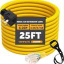Kanayu 25FT NEMA 5-20 Extension Cord, 5-20P Male Plug to 5-20/5-15R Female Receptacle, 20 Amp T-Blade Outlet Extension Power Cord with Indicator Light, 12 AWG, ETL Listed