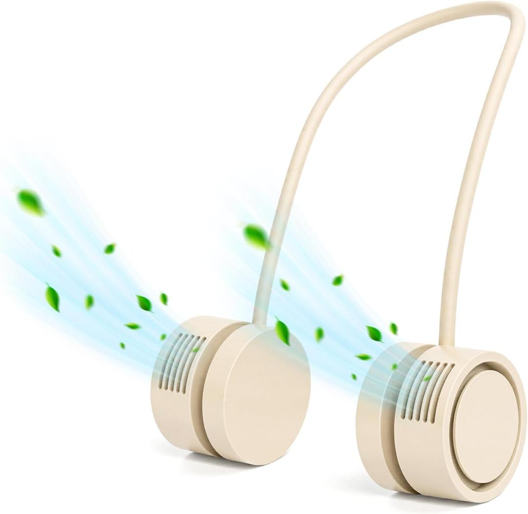 Neck Fan, Portable Bladeless Neck Fans, 4000mAh Foldable Rechargeable Bladeless Fan, 3 Speeds & Enhanced Cooling Power, HandsFree USB Personal Fan for Men, Women, Outdoor, Travel, Ideal Gift(White)