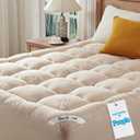 BEDLORE King Mattress Topper Viscose Derived from Bamboo, Thick Pillow Top Mattress Pad with Stretchable Pockets for 6"-18" Mattress, Soft Breathable Mattress Topper for Back Pain Relief(Beige)