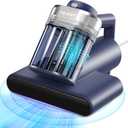 Mattress Vacuum Bed Vacuum Cleaner with 253.7nm UV-C Light, 600W & 16Kpa Strong Suction,33000 RPM/Min Tapping, HEPA Filter,149 Heat & Ultrasonic & Anion Handheld Vacuum for Bed and Pet (Blue Mattress Vacuum)