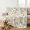 Horaldaily Easter Flannel Blanket Throw, Colorful Easter Eggs Plaid Loves Wave Point Knots Soft Fuzzy Plush Cozy Fleece Blankets for Couch Sofa Bed Lounging, Ideal Gifts for Kids Adults Self, 50x60 (Yellow)