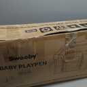 Sweeby Foldable Baby Playpen, Baby Gate Playpens for Babies and Toddlers 79x71 Extra Large Play Yard with Door Fence with Mat and Indoor Play Pen,Light Grey