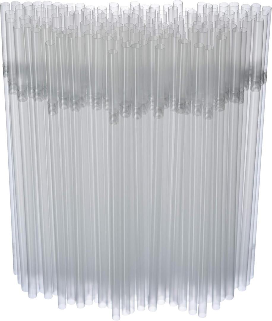 [500 Pack] Clear Flexible Plastic Drinking Straws Disposable Straw 8'' inches Tall