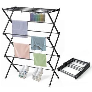 KeingGcopr Clothes Drying Rack Household Indoor, Foldable Drying Rack Clothing for Laundry - 40" x 28.8" x 14.2", Space Saving Indoor&Outdoor, Black-1pack