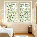 4 x Coavas Stained Glass Window Film, Rainbow Privacy Window Cling, Anti UV Static Cling No Adhesive Decorative Tint, Renter Friendly for Home Bathroom Door Kitchen (Bird Florals, 17.5 x 78.7 inch)