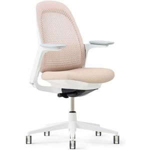 Haworth Breck Ergonomic Office Chair with Lumbar Support, Blush/White Trim, 28.5 inches x 28.5 inches x 39 inches