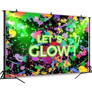 7X5Ft Glow Neon Birthday Party Backdrop Let's Glow Splatter Photography Background Vinyl Graffiti Hip Hop Music Party Backdrops for Pictures Neon Party Supplies Decoration Banner