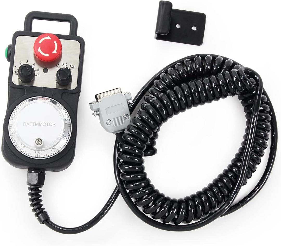 CNCTOPBAOS CNC 5 Axis MPG Pendant Handwheel,with 15-Pin Connector Emergency Stop,5V 100PPR Hanging Manual Pulse Generator Plug and Play for DDCSV4.1,DDCS EXPERT,DDCS-Expert,CNC Router Machine