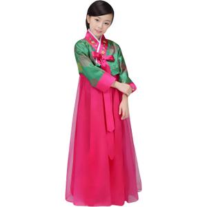 Korean Girls Kids Children Hanbok Costume Dress Outfit Set (4-5Years( 110cm), Green)