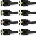 Plustool 8 Pack Matte Black Door Handles Interior, Passage Door Knobs Closet Door Levers for Hallway, Heavy Duty Square Doorknob Non-Locking Handlesets for Left & Right Sided Doors
