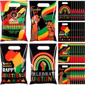 Pasimy 100 Pcs Happy Juneteenth Bags Plastic Juneteenth Party Gift Bags Bulk African American IndepeNdence Day Goody Candy Treat Baggie for June 19th Freedom Decoration Supplies Pasimy 100 Pcs Happy Juneteenth Bags Plastic Juneteenth Party Gift Bags Bulk African American IndepeNdence Day Goody Candy Treat Baggie for June 19th Freedom Decoration Supplies