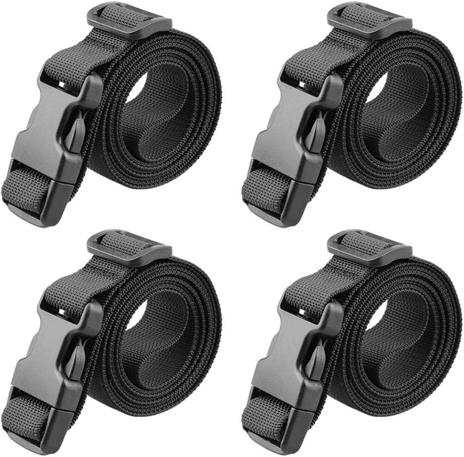 MAGARROW 10' 13' 16 feet Long 1" Strap Buckle Packing Straps Adjustable 1-Inch Belt (1" Wide - 16ft Long, Black (4-Pack))