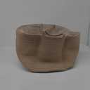 Mkono Woven Storage Basket Decorative Natural Rope Basket Wooden Bead Decoration for Blankets, Toys, Clothes, Shoes, Plant Organizer Bin with Handles Living Room Home Decor, Jute, 16" W × 13.8"L