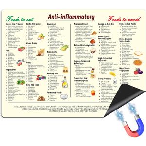 Anti-Inflammatory Diet Magnetic Cheat Sheet Complete Foods List Chart, Nutrition Guide for Beginners, Kitchen & Dining Room Reference Magnet, 8x12in