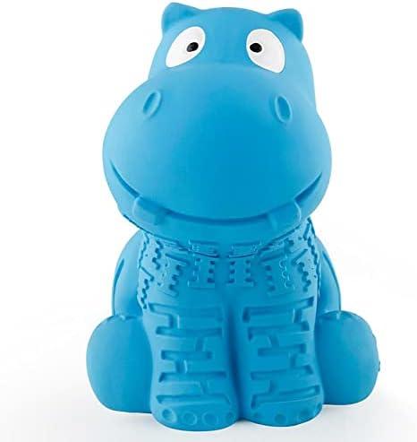 petizer Indestructible Squeaky Dog Toy for Aggressive Chewers - Durable, Natural Latex Toy for Small, Medium, Large Dogs - Blue Hippo