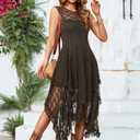 R.Vivimos Womens Lace Long Dress with Slip Two Pieces (Black, XL)