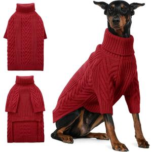ASENKU Extra-Large Dog Sweater, Dog Sweaters for Extra Large Dogs, Pet Sweatshirt Apparel Turtleneck Pullover Winter for Doberman, Great Dane (Red, 4XL)
