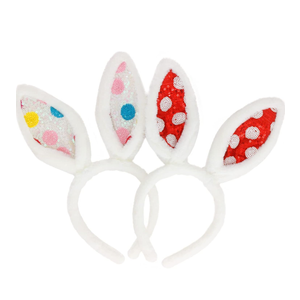 Jing xin 2PCS Sequin Bunny Ears Headbands White Rabbit Ears Headband Easter Bunny Hat for Women Party Costume
