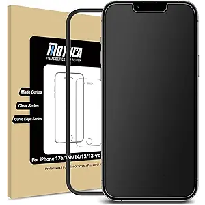 Mothca Matte Glass Screen Protector for iPhone 17e / iPhone 16e / iPhone 14 / iPhone 13 / iPhone 13 Pro [6.1 Inch] AntiGlare & AntiFingerprint Tempered Glass [Easy Installation Frame] Smooth as Silk