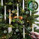 Christmas Tree Candles with Magic Wand 12 Pack Flameless Candles for Christmas Tree Flickering Battery Operated LED Candle for Holiday Home Party Decor with Crystal Ball Hook