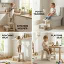 Kids Step Stool for Toddlers - Dual Height Potty Training Stool for Bathroom Sink & Kitchen, Non-Slip 2 Step Stool, Holds up to 200lbs, Sturdy Safety Helper for Kids (Gray White)