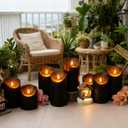 kakoya Flameless LED Candles Battery Operated with Remote and Timer,Flickering Electric Fake Plastic Pillar Candles Set of 24(D3 x H 3" 4" 5") Black