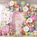 136pcs Flower Balloon Arch Kit with Sage Green Hot Pink Dusty Pastel Purple Flower Balloons for Wildflower Baby in Bloom Baby Shower Birthday Party Decorations