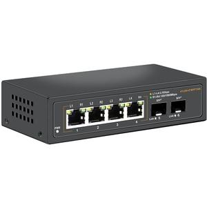 2.5G Unmanaged Ethernet Switch with 4 x 2.5G Base-T Ports and 2 x 10G SFP Uplink Port, Compatible with 100/1000/2500Mbps, Fanlesss Design, Plug & Play, Metal 2.5Gb Network Switch