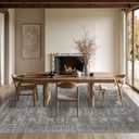 Rugxara 6x9 Area Rugs for Living Room Bedroom, Large Washable Rug, Grey Vintage Retro Boho Rug, Non Slip & Low Pile Faux Wool Thin Carpet for Indoor Dining Room and Kids Room(Taupe/Grey 6x9ft)