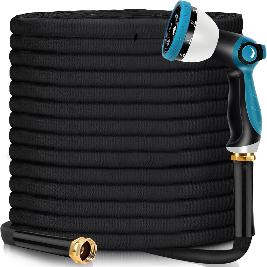 Garden Hose 50 FT - Water Hose 50 FT with 10 Function Nozzles, Non-Expandable, Kink-Free, Durable, Flexible, High-Pressure, Lightweight Garden Hose for Garden, Outdoor, Yard, Lawn, Car Wash