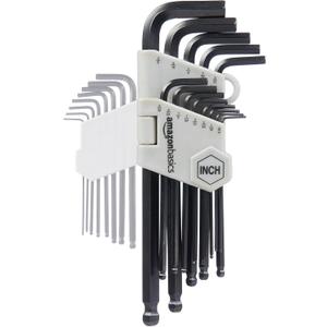 Amazon Basics Hex Key Allen Wrench, Long Arm, Metric and Standard Sizes