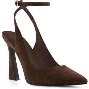 Womens Closed Toe Ankle Strap Heels Pointed Toe Pumps Shoes Slingback High Heel Wedding Dress Shoes (Brown, 8)
