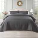 Oversized King Quilt Set 112"x106"  3-Layer Soft Washed Lightweight California King Bedspread, Minimalist Nordic Design, All-Season Quilt Bedding (1 Quilt + 2 Pillow Shams), Tornado Dark Grey