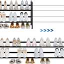 Housen Solutions 2 Tier Expandable Shoe Rack for Closet, Adjustable Shoe Shelf Storage Organizer for Small Space,Heavy Duty Metal Free Standing Shoe Rack for Entryway Closet, Black