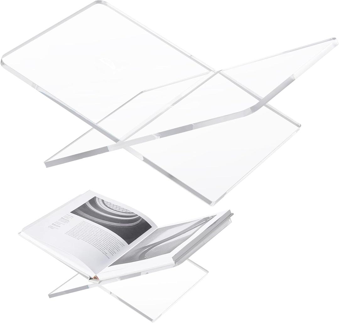 Acrylic Book Stand 15 x 9 x 6 in Large Open Book Display Stand for Cookbook Art Book Bible Guest Book - Coffee Table Book Stand for Reading - Transparency, Large Size